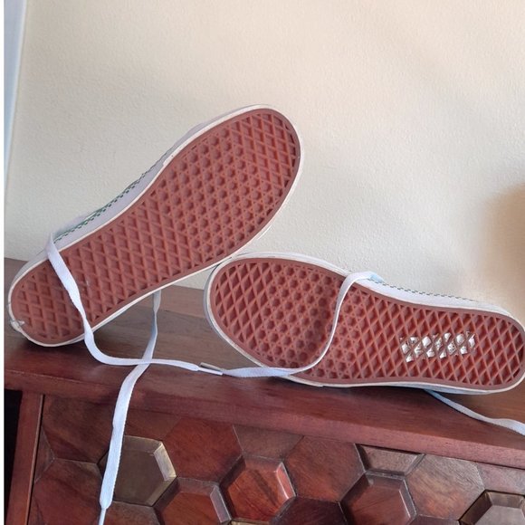 SOLD-unisex Vans checkered sole skater shoes men's 8.5 blue green white - Picture 10 of 11